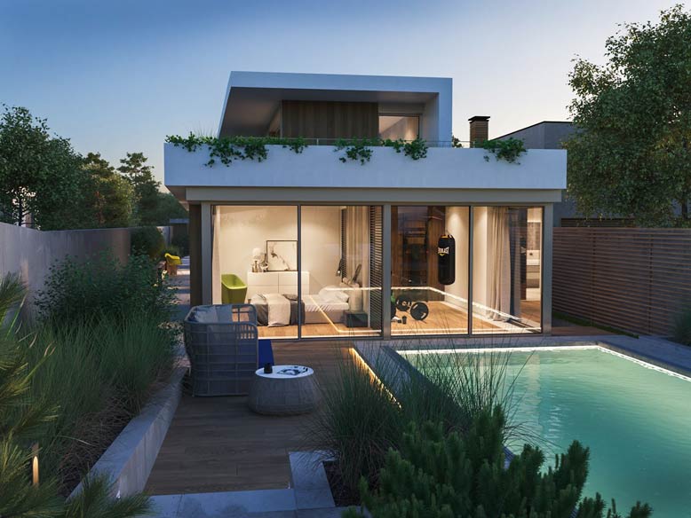 Thiết kế biệt thự 1 tầng có gác lửng