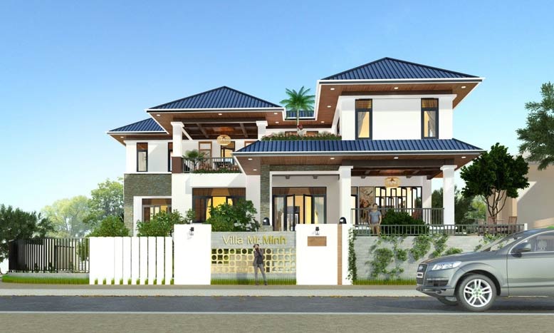 Biệt thự 2 tầng hiện đại mái Nhật