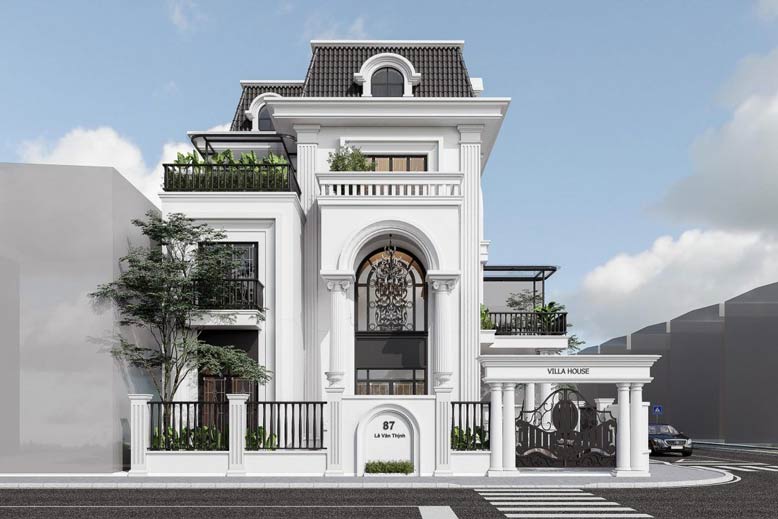 Mẫu thiết kế biệt thự đẹp 3 tầng phong cách cổ điển