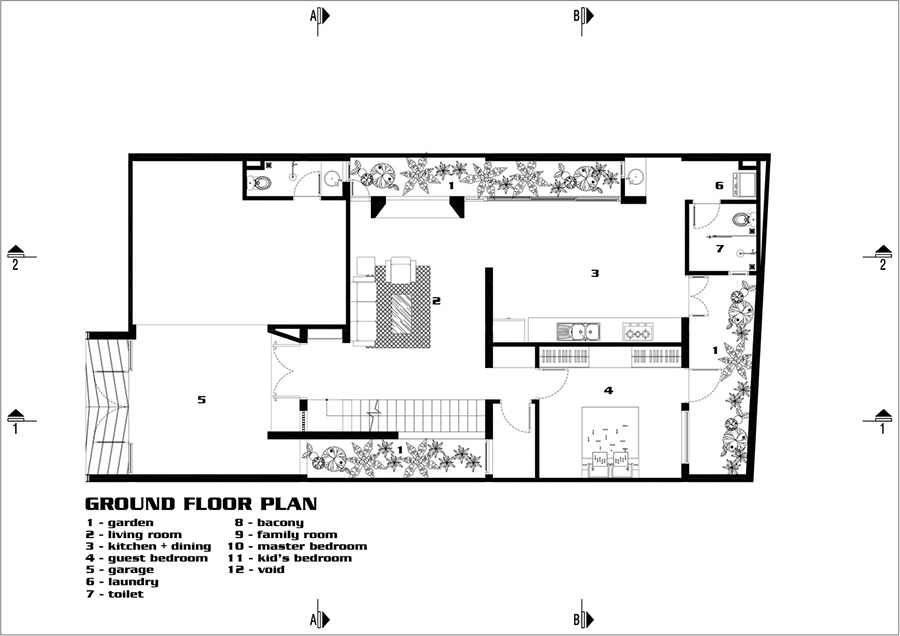 Mặt bằng chi tiết tầng 1 của công trình.