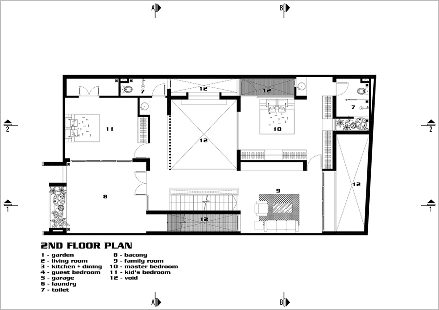Hai phòng ngủ được bố trí trên tầng 2.